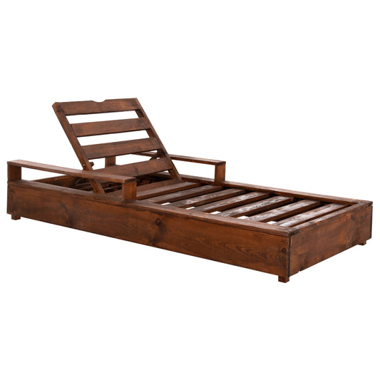 HEAVY DUTY SUNBED MAKEDONIA HM6162 PINE WOOD WITH IMPREGNATION IN WALNUT COLOR 200x92x23,5-73Hcm. image 1