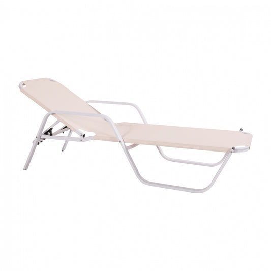 Professional Aluminum Sunbed HM5484.03 White 192x62x33 cm image 1