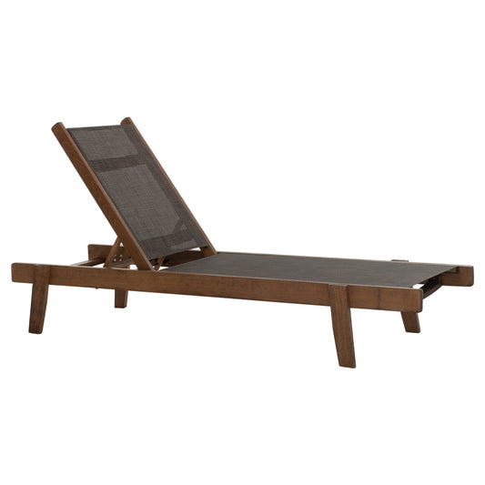 SUNBED PROFESSIONAL CRETA BEECH WOOD IN WALNUT COLOR & BROWN TEXTILENE 200x61-66x31-91Hcm.HM10356.04 image 1