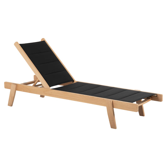 BEACH LOUNGER MILOS HM10650.03 BEECH WOOD IN NATURAL-BLACK TEXTILENE CUSHION COVER 204x65x31,5-92,5H cm.91Hcm. image 1