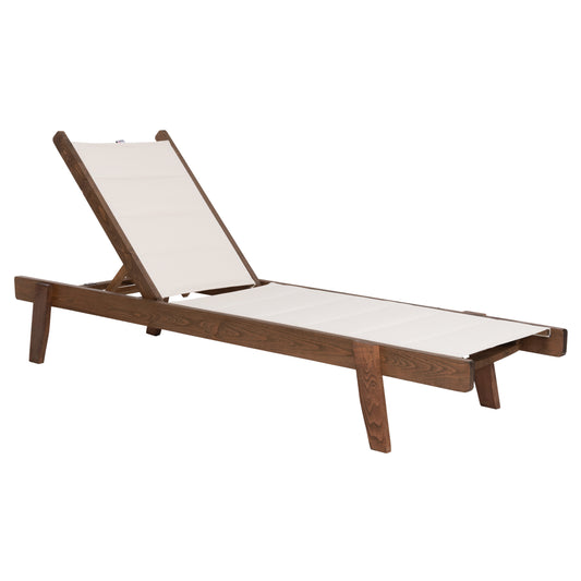 BEACH LOUNGER MILOS HM10685.01 BEECH WOOD IN WALNUT-ECRU TEXTILENE CUSHION COVER 204x65x92,5Hcm. image 1
