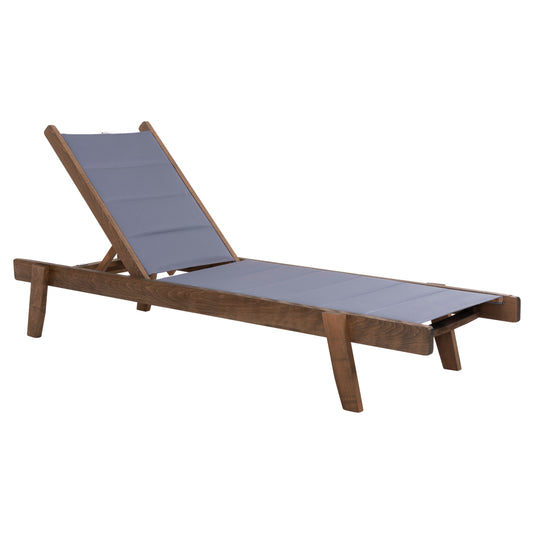 BEACH LOUNGER MILOS HM10685.02 BEECH WOOD IN WALNUT-GREY TEXTILENE CUSHION COVER 204x65x92,5Hcm. image 1