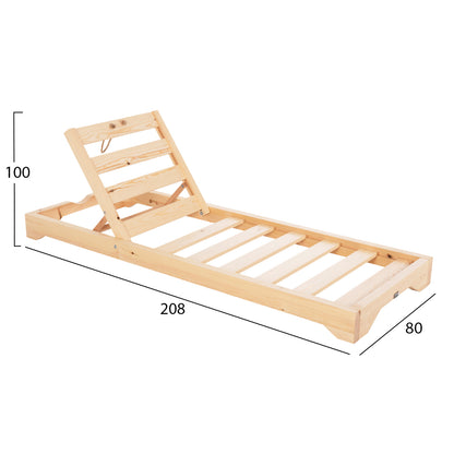 BEACH LOUNGER LOW IKARIA HM6115.01 PINE WOOD IN NATURAL 80x208x32-100Hcm.