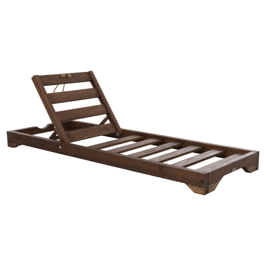 BEACH LOUNGER WITH SHORT LEGS IKARIA HM6107.01 PINE WOOD IN WALNUT COLOR-FRAME ONLY 80x208x100Hcm. image 1