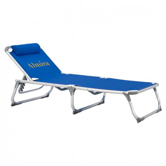 Sunbed for beach HM5054.01 Heavy Type Blue Aluminum 188x58x28-80 cm. image 1