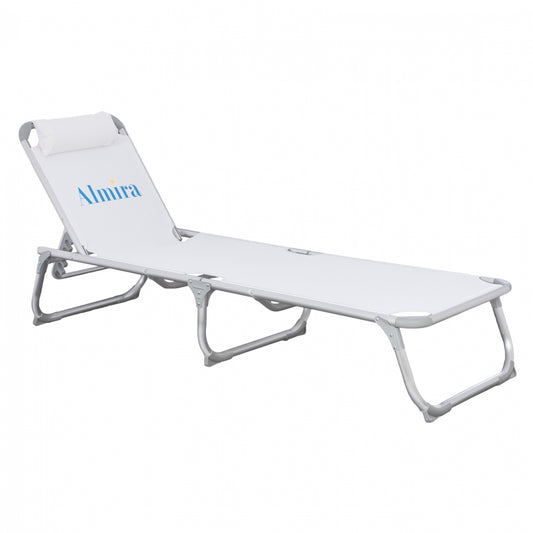 Sunbed for beach HM5054.03 Heavy type White color Aluminum 188x58x31-81 cm. image 1