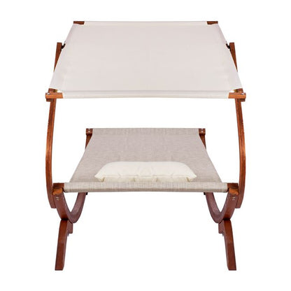 Sunbed Wooden Walnut-Beige with shade Colby HM5671.02 105x221x162cm