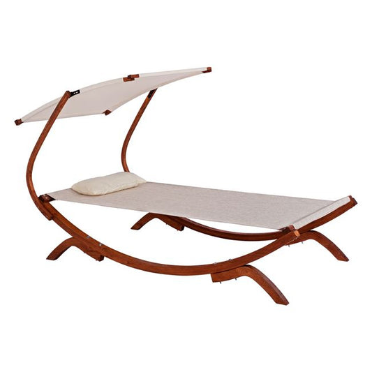 Sunbed Wooden Walnut-Beige with shade Colby HM5671.02 105x221x162cm image 1